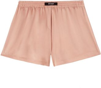 Palm Angels logo-appliqu&eacute; boxer shorts - women - Polyester - L - Pink