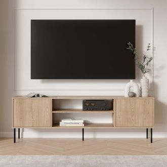 Dmora Mueble Para Tv Rainerio, Un Estante, 2 Puertas, Con Patas De Metal, 4180x40x60h Cm Marr&oacute;n