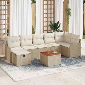vidaXL Vidaxl - Conjunto De Sof&aacute; De Jard&iacute;n Con Coj&iacute;n 8 Pcs Beige Polirat&aacute;n