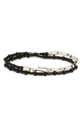 Caputo & Co. Mens Bar & Stone Beaded Wrap Bracelet in Black Onyx at Nordstrom