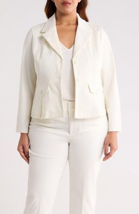 Liverpool L.A. Peplum Cotton Blend Blazer in Whipped Cream at Nordstrom, Size 2 X