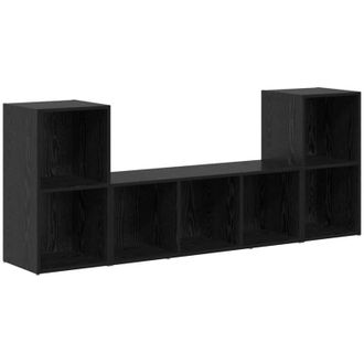 vidaXL Gabinete De Tv 3 Pcs Negro 107 X 35 X 37 Cm Vidaxl