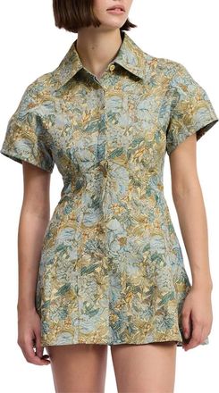 En Saison Kenna Shirt Dress In Blue Teal Lemon