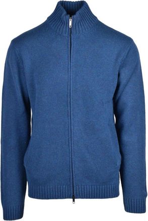 Daniele Fiesoli Zip-up Vest - Heren - Vesten - Blauw - M - Wol - Truien & Vesten