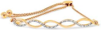 House of Brilliance Silver Diamond Infinity Twist Bolo Bracelet in Yellow Gold Over Silver at Nordstrom
