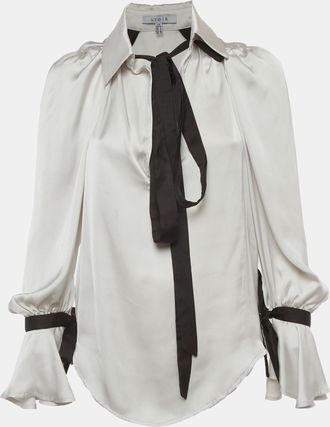 Ato&igrave;r Light Grey Satin Tie Up Blouse S