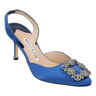 Manolo Blahnik Hohe Schuhe - Hangisli Slingback Pumps 85Mm Blue - Gr. 37 (EU) - in Blau - f&uuml;r Damen