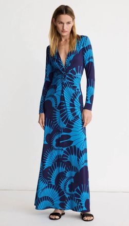 Smythe Waist Knot Dress In Navy Graphic