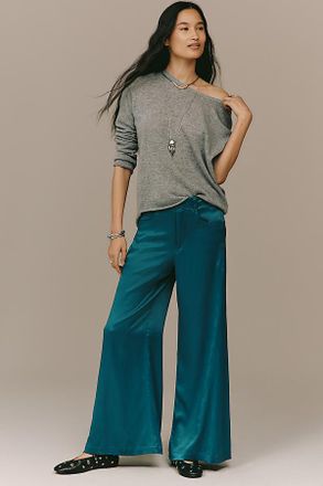 Pilcro The Adi Silky Mid-Rise Flare Pants by Pilcro