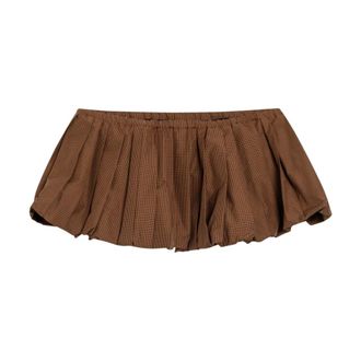 Miu Miu Vichy-ruit Pliss&eacute; Minirok - Dames - Rokken - Bruin - Maat: S Katoen