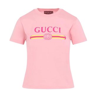 Gucci T-Shirts, female, Pink, XS, Cotton Jersey T-shirt with Print