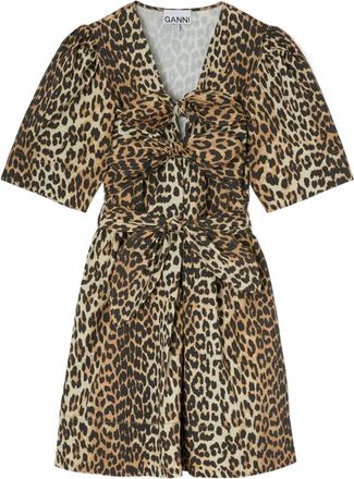 Ganni Abito leopardato - Marrone