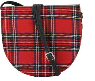 Loni Womens Beauty Cross-Body Shoulder Bag Saddle Bag, Compact Size in Tartan