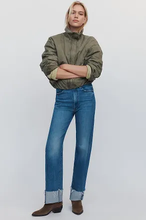 Mother The Pixie Roller High-Rise Cropped Wide-Leg Jeans