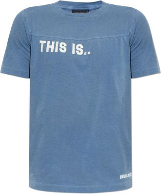 Dsquared2 Logo T-Shirt - Heren - T-shirts - Blauw - M - Katoen - Tops