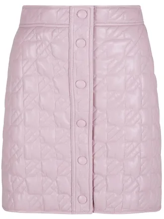 Msgm Pastel Pink Quilted Geometric Polyester Mini Skirt