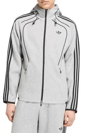 adidas Spacer Full Zip Hoodie in Medium Grey Heather at Nordstrom, Size Xx-Large