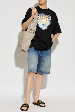 Casablanca T-shirt With Colorful Print, Mens, Black