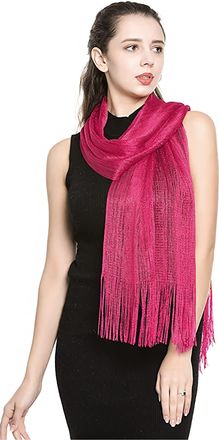 World of Shawls Scarf Wrap for Evening Dresses - Sheer Bridal Womens Scarves for Prom, Wedding, Party (Hot Pink)