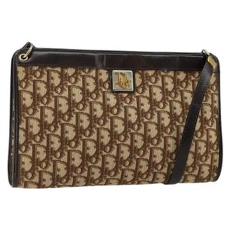 Dior Pre-owned Shoulder Bags, female, Beige, Size: ONE SIZE Pre-owned Vintage Trotter Canvas Shoulder Bag