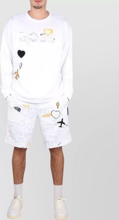 HUGO BOSS lotus graphic print cross-neck sweatshirt