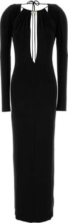 Marine Serre Black Round Neck Viscose Maxi Dress