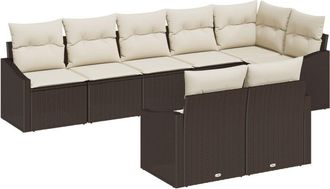 vidaXL Sofa Set with Cushion 8 pcs Brown Poly Rattan vidaXL