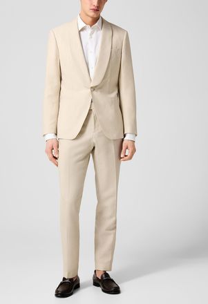BOSS Mens Shawl collar cream-colored tuxedo suit