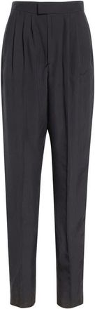 Saint Laurent Tailored Silk Straight Leg Pants in Noir at Nordstrom, Size 8 Us