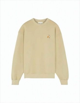 Maison Kitsuné Light Beige Long-Sleeve Top With Embroidered Fox Motif