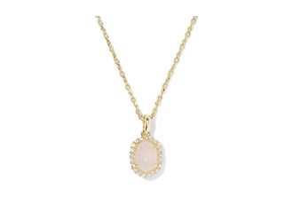 Kendra Scott Daphne Crystal Frame Short Pendant Womens Necklace Womens Necklace Gold Iridescent Drusy, Brass/Crystal/Gold-Plated