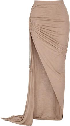 Rick Owens Beige Solid Maxi Skirt