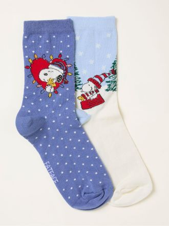 Fat Face FatFace Blue 2 Pairs Womens Snoopy Socks