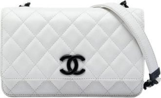 Chanel Pre-owned Wallet on Chain - Dames - Vintage Schoudertas - Wit - ONE Size - Leer - Vintage