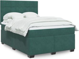 vidaXL Vidaxl - Cama Box Spring Con Colch&oacute;n Terciopelo Verde Oscuro 160x200 Cm