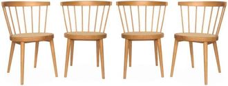 Sweeek Set of 4 wooden and caned chairs, Nora, Natural, 53x53.5x76 cm