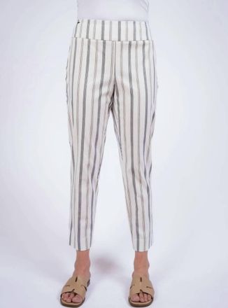 Lisette Notched Slim Ankle 26 Pants In Beige Stripe