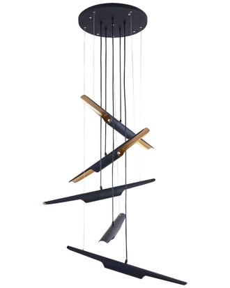 Bethel International 10-Light D34in Matte Flushed Chandelier With Hanging Pendant Tubes