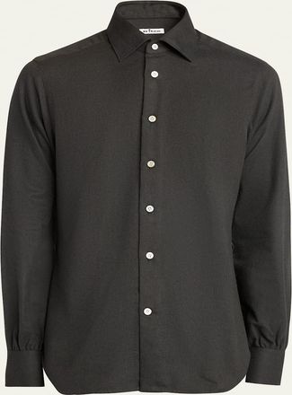 Kiton Mens Twill Flannel Sport Shirt