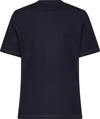 Brunello Cucinelli Mens Crewneck T-Shirt Solomeo Crest Navy Blue Cotton T-Shirts And Polos