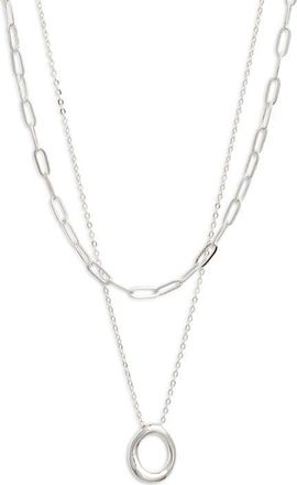 Nordstrom Demi Fine Paper Clip Pendant Necklace in Sterling Silver Plated at Nordstrom