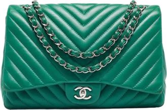 Chanel Tweedehands leren schoudertassen - Dames - Vintage Schoudertas - Groen - ONE Size - Vintage