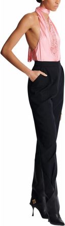 Balmain High-Waisted Grain De Poudre Trousers in Black at Nordstrom, Size 40 Eu