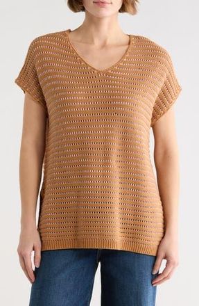 Wishlist Open Knit Dolman Sleeve Split Seam Sweater in Camel/Pink at Nordstrom Rack, Size Medium