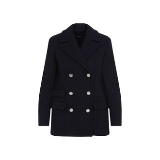 Theory Baltic Blue Recycled Wool Peacoat-Donna