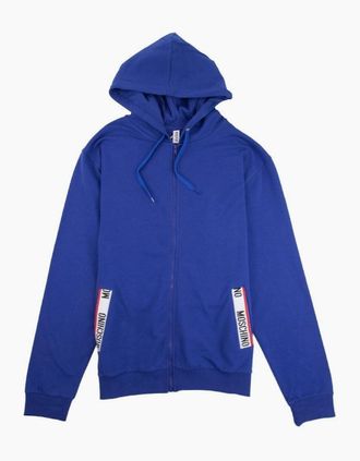 Moschino Mens Moschino Underwear Pocket Tape Logo Hoody Elec Blue - Size: 38