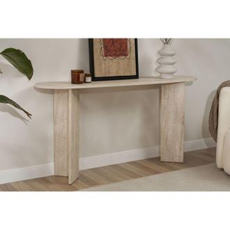 Dmora Consola Cercino, Un Estante, Soporte Hasta 25 Kg, Color Blanco, 150x35x75h Cm M&aacute;rmol Blanco