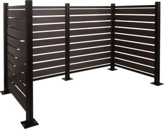 Hhg [nunca Usado] Valla De Aluminio Para Papeleras Hhg-947, Revestimiento Para Papeleras, Aspecto Madera Extensible 130x206x110cm, Antracita