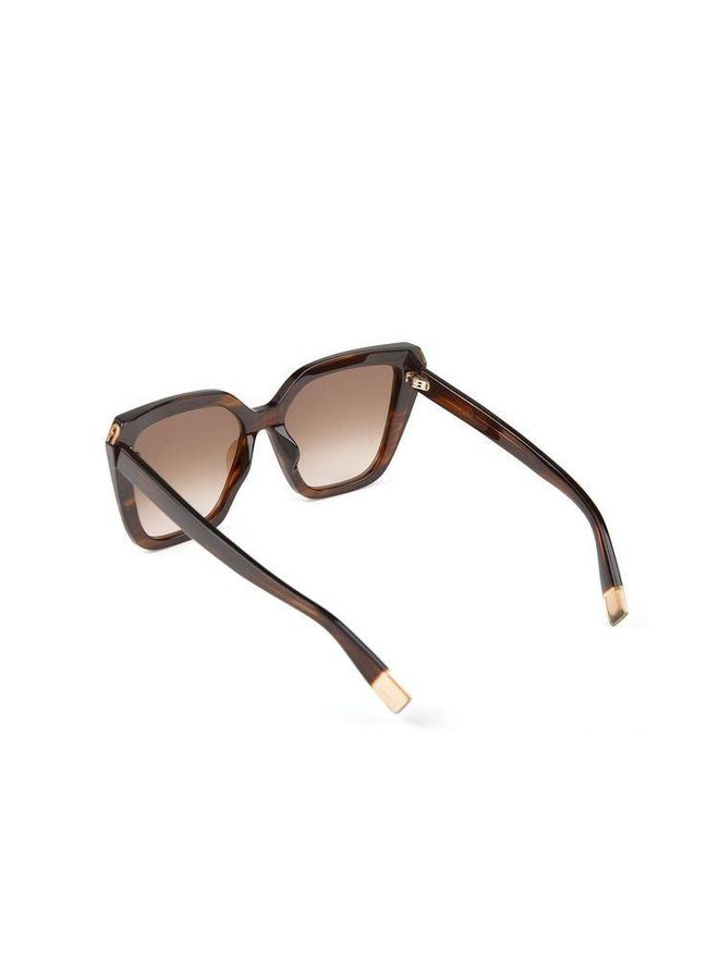 SFU978 Glossy Brown Striped Havana Acetate Sunglasses - Brown