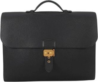 Herm&egrave;s Pre-owned Vintage Aktetas - Heren - Vintage Handtas - Zwart - ONE Size - Leer - Vintage